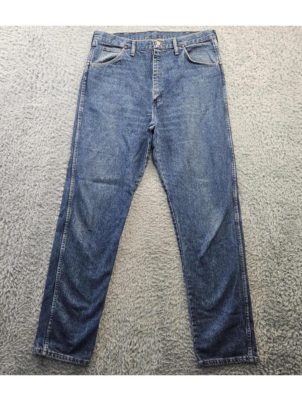 Vintage Wrangler Jeans 36x36 22MWZ Made in USA Denim Faded Whisker Cowboy
